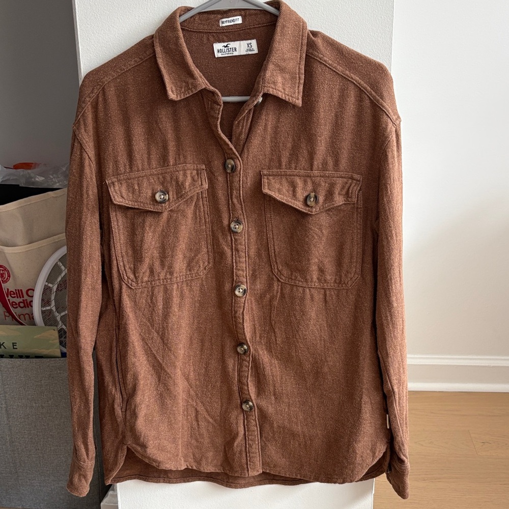 Hollister Brown Overshirt Boyfriend Fit